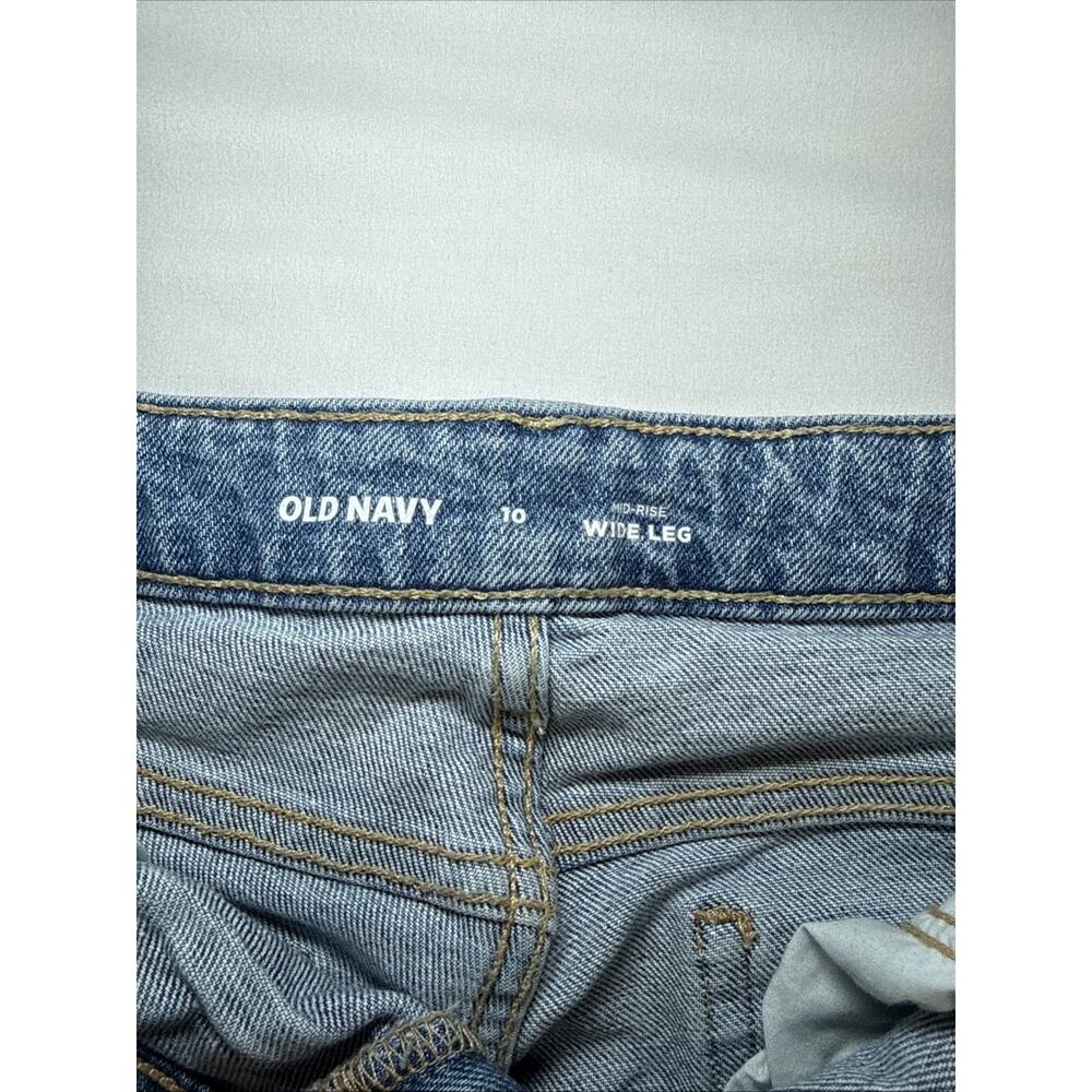Old Navy Mid Rise Womens 10 Wide Leg Stretch Zip Fly Retro Medium Blue Wash EUC - Picture 3 of 12